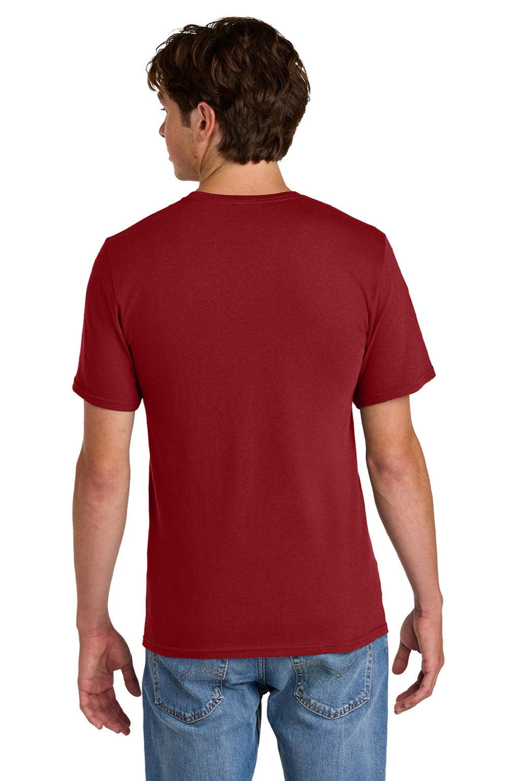 Port & Company PC43 Mens Short Sleeve Crewneck T-Shirt Vintage Red Model Back