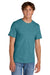 Port & Company PC43 Mens Short Sleeve Crewneck T-Shirt Heather Vivid Teal Blue Model Front