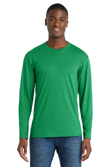 Port & Company PC450LS Mens Fan Favorite Long Sleeve Crewneck T-Shirt Athletic Kelly Green Model Front