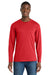 Port & Company PC450LS Mens Fan Favorite Long Sleeve Crewneck T-Shirt Bright Red Model Front