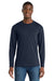 Port & Company PC450LS Mens Fan Favorite Long Sleeve Crewneck T-Shirt Deep Navy Blue Model Front