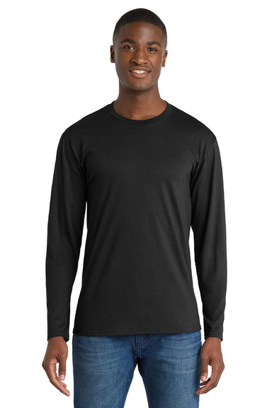 Port & Company PC450LS Mens Fan Favorite Long Sleeve Crewneck T-Shirt Jet Black Model Front