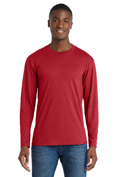Port & Company PC450LS Mens Fan Favorite Long Sleeve Crewneck T-Shirt Team Cardinal Red Model Front