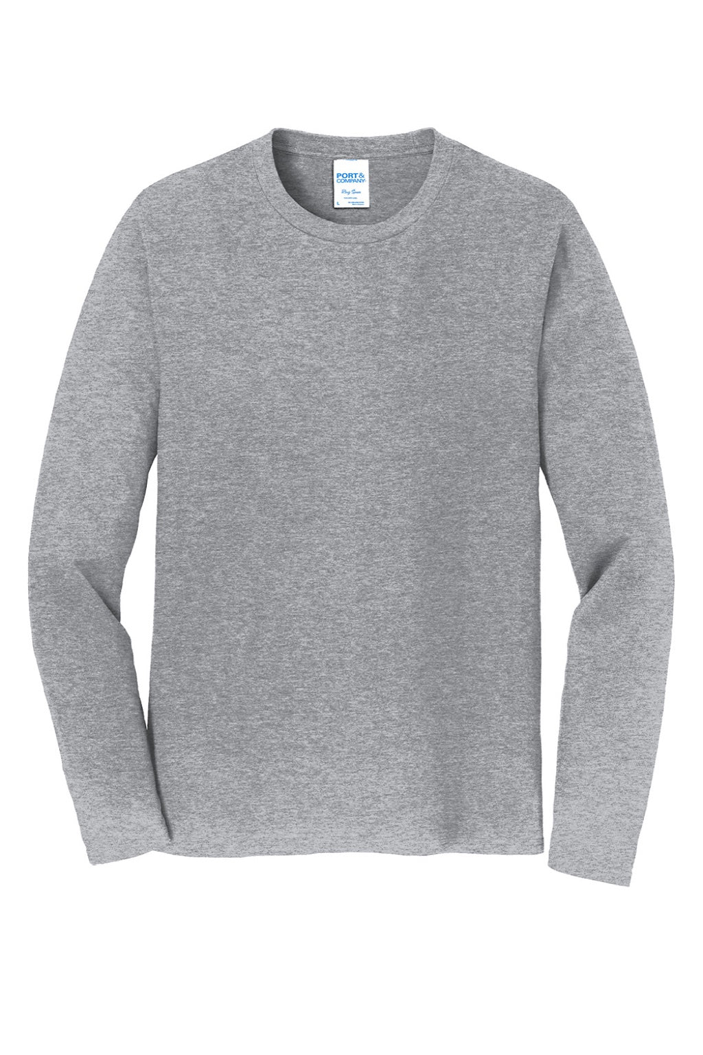 Port & Company PC450LS Mens Fan Favorite Long Sleeve Crewneck T-Shirt Heather Grey Flat Front