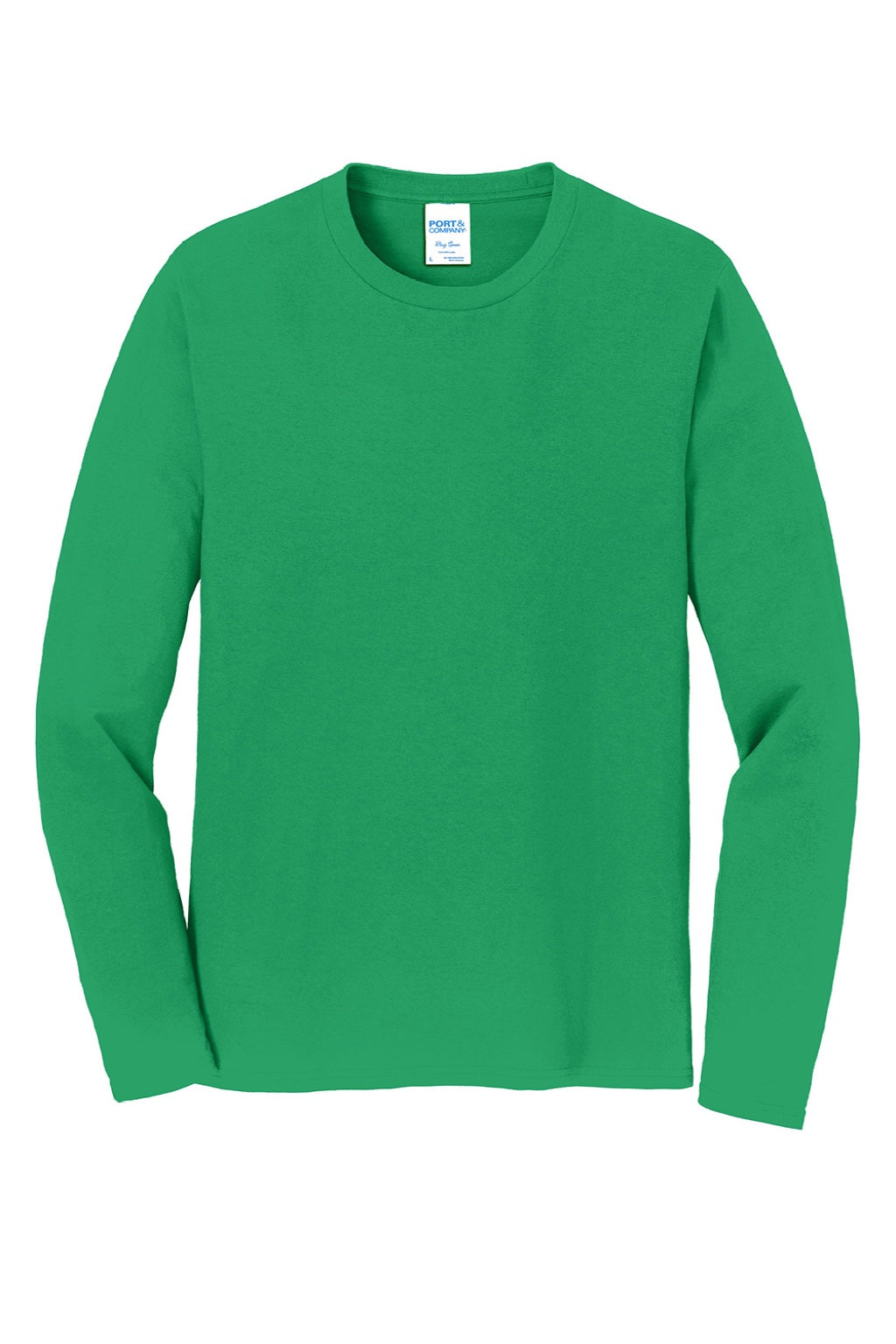 Port & Company PC450LS Mens Fan Favorite Long Sleeve Crewneck T-Shirt Athletic Kelly Green Flat Front