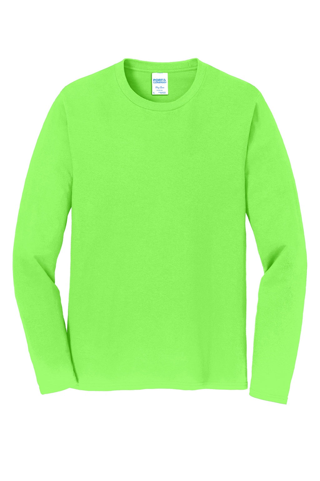 Port & Company PC450LS Mens Fan Favorite Long Sleeve Crewneck T-Shirt Flash Green Flat Front