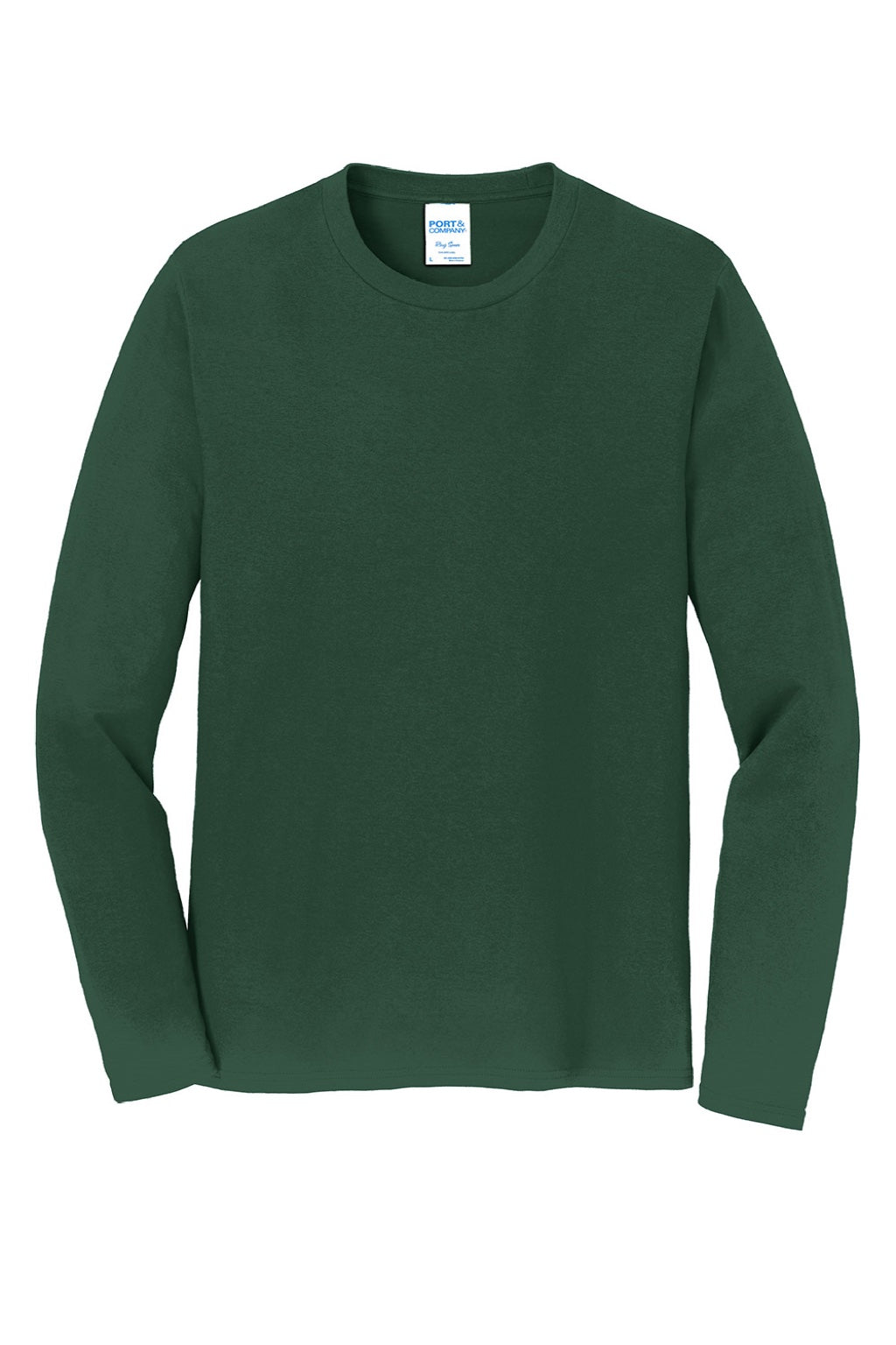 Port & Company PC450LS Mens Fan Favorite Long Sleeve Crewneck T-Shirt Forest Green Flat Front