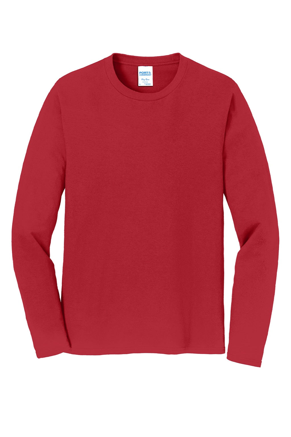 Port & Company PC450LS Mens Fan Favorite Long Sleeve Crewneck T-Shirt Team Cardinal Red Flat Front
