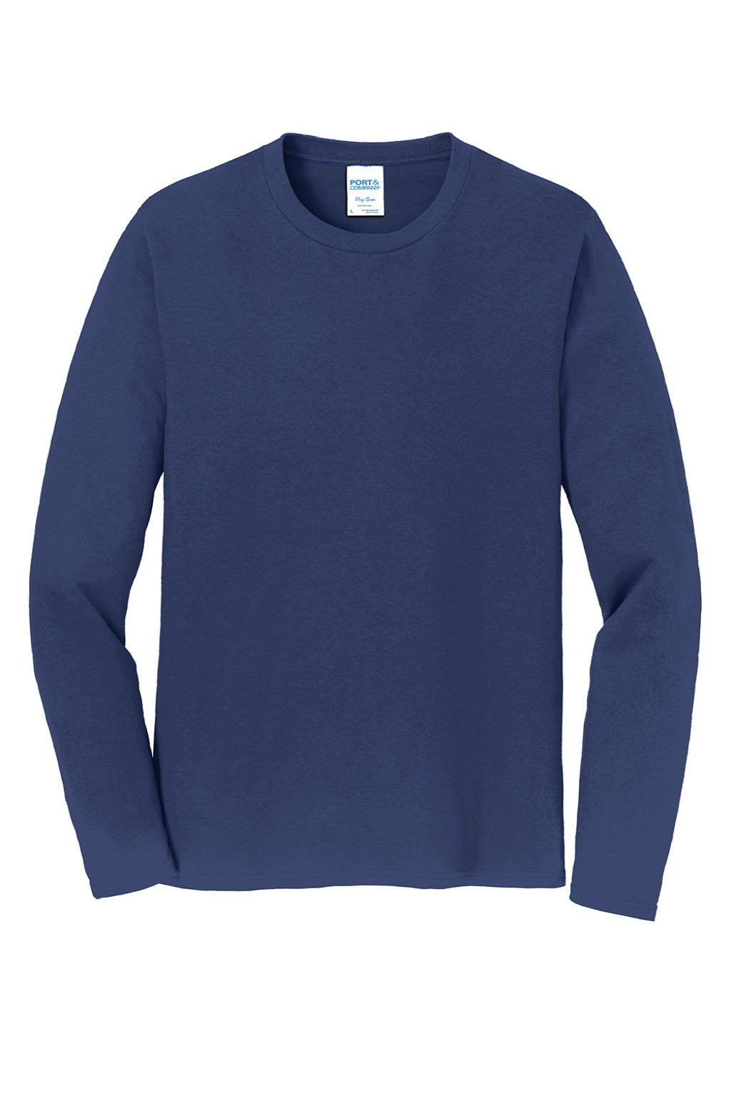 Port & Company PC450LS Mens Fan Favorite Long Sleeve Crewneck T-Shirt Team Navy Blue Flat Front