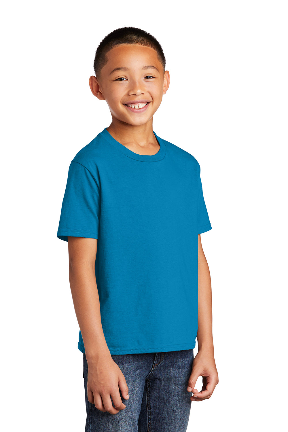 Port & Company PC450Y Youth Fan Favorite Short Sleeve Crewneck T-Shirt Sapphire Blue Model 3q
