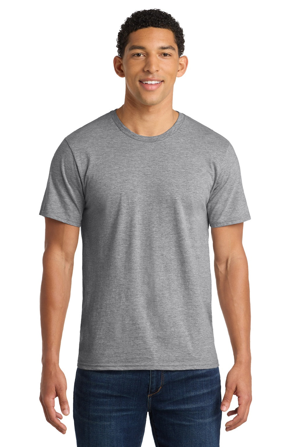 Port & Company PC450 Mens Fan Favorite Short Sleeve Crewneck T-Shirt Heather Grey Model Front