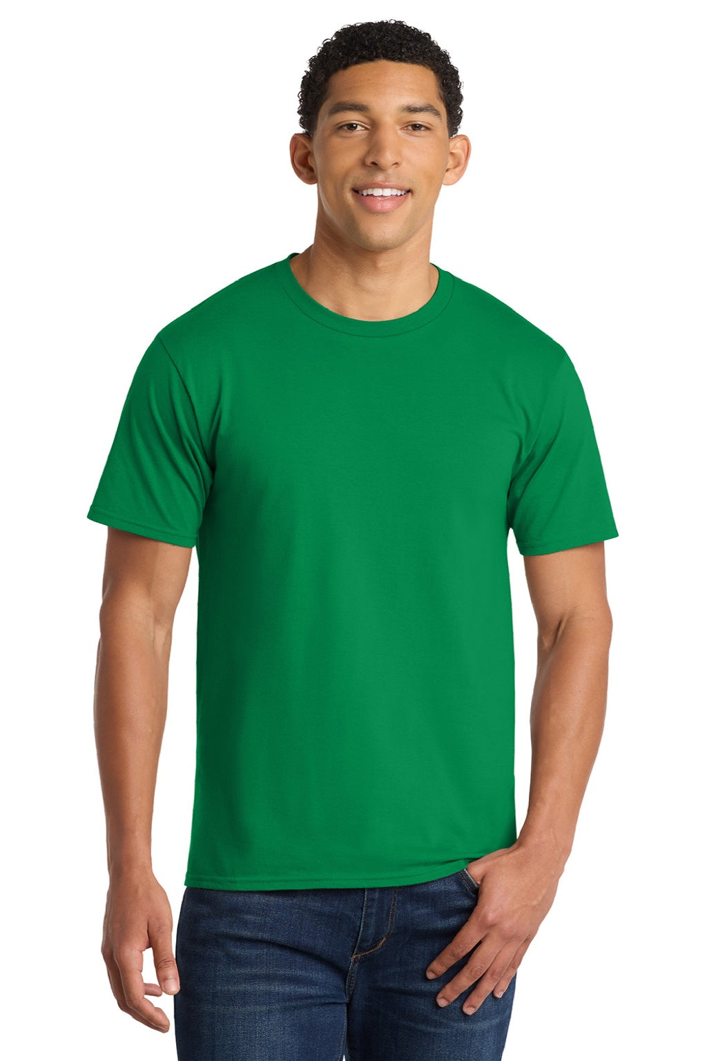 Port & Company PC450 Mens Fan Favorite Short Sleeve Crewneck T-Shirt Athletic Kelly Green Model Front