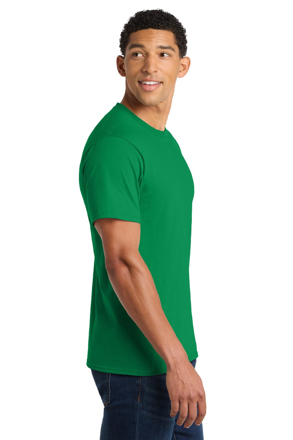 Port & Company PC450 Mens Fan Favorite Short Sleeve Crewneck T-Shirt Athletic Kelly Green Model Side