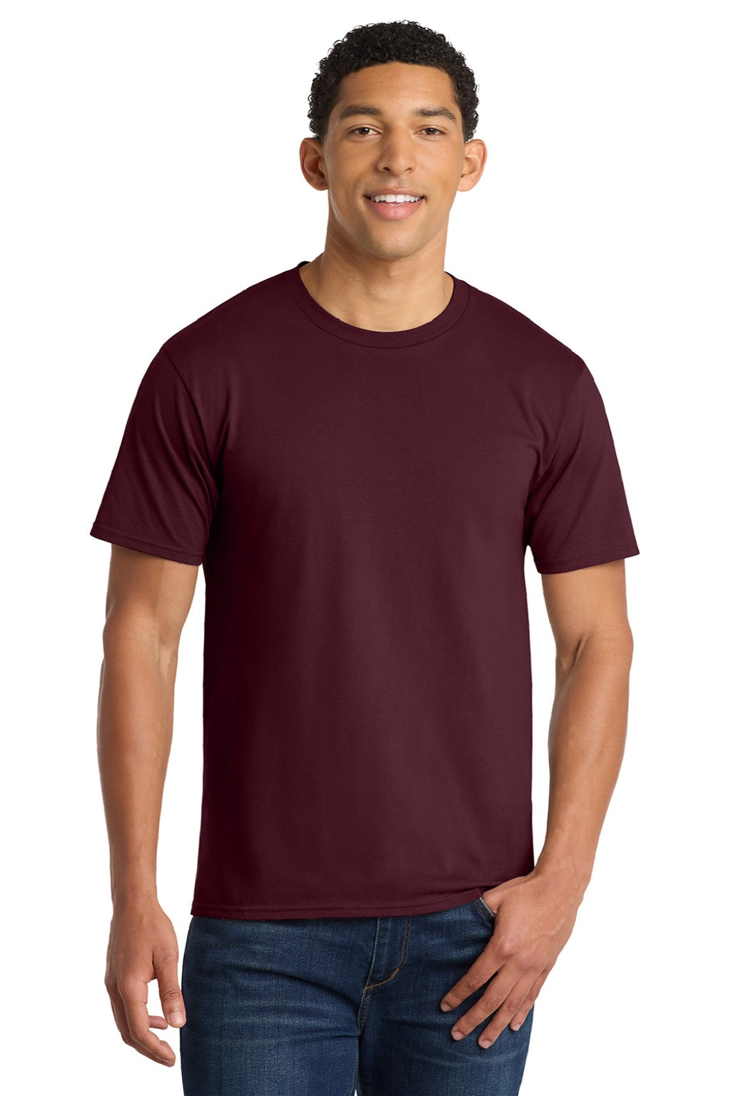 Port & Company PC450 Mens Fan Favorite Short Sleeve Crewneck T-Shirt Athletic Maroon Model Front