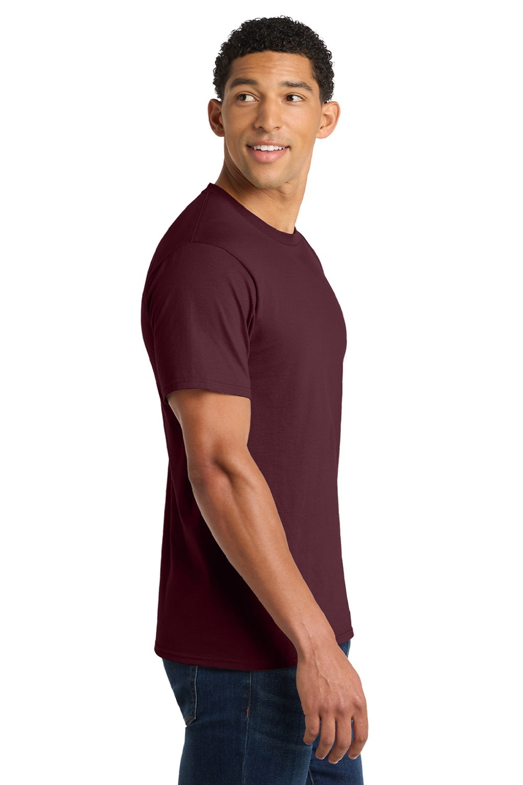 Port & Company PC450 Mens Fan Favorite Short Sleeve Crewneck T-Shirt Athletic Maroon Model Side