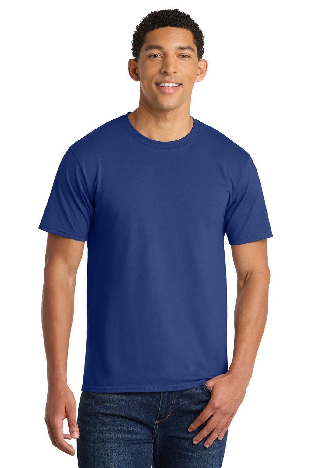 Port & Company PC450 Mens Fan Favorite Short Sleeve Crewneck T-Shirt Athletic Royal Blue Model Front
