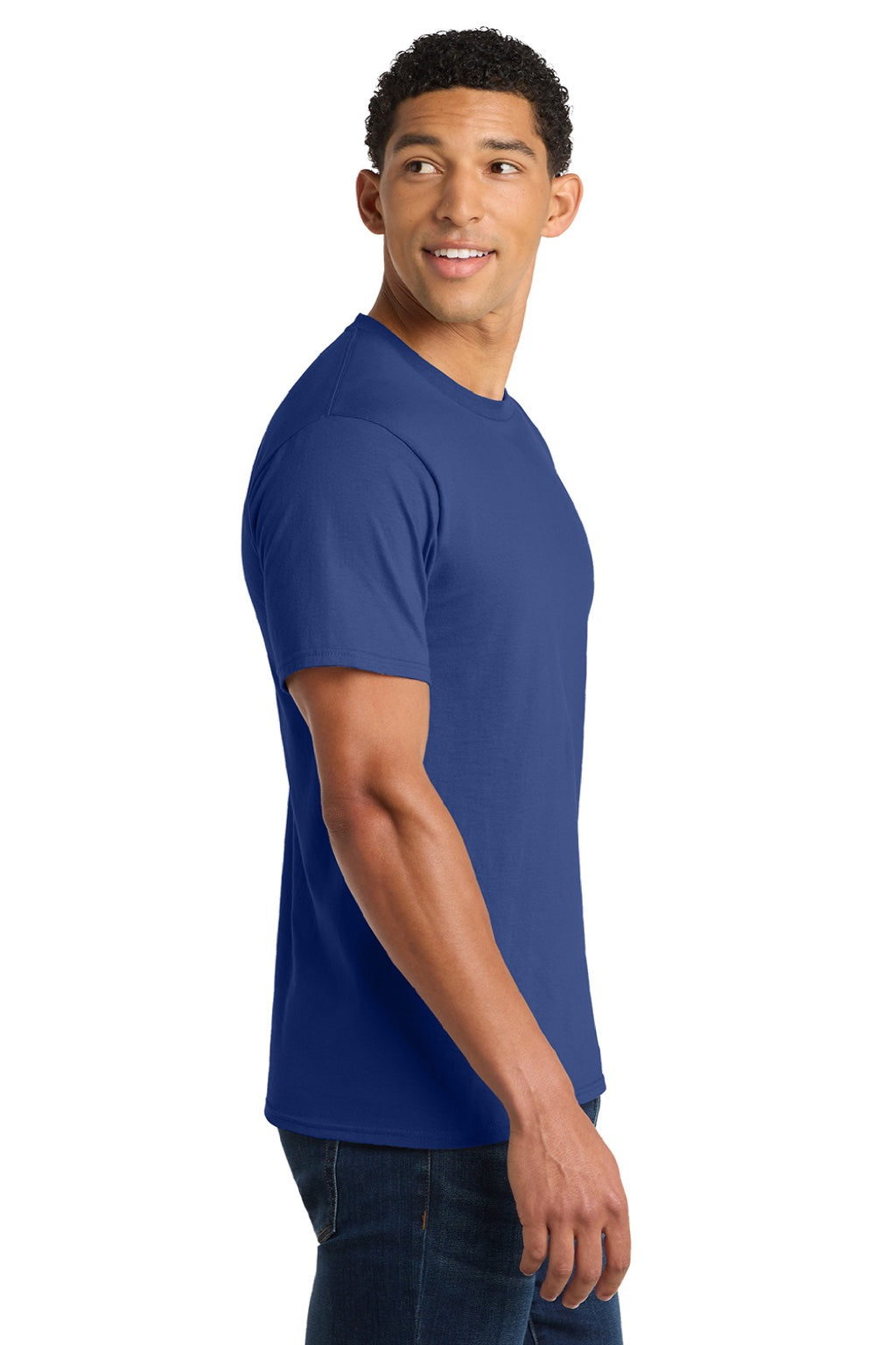 Port & Company PC450 Mens Fan Favorite Short Sleeve Crewneck T-Shirt Athletic Royal Blue Model Side