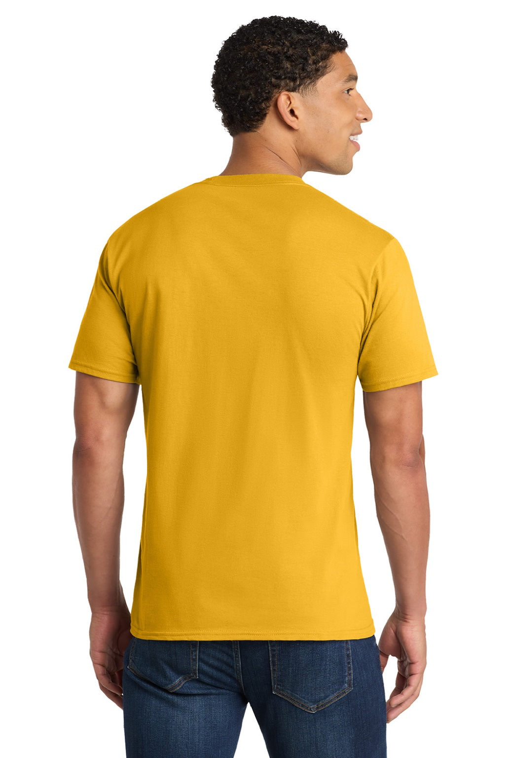 Port & Company PC450 Mens Fan Favorite Short Sleeve Crewneck T-Shirt Bright Gold Model Back