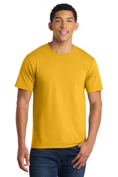 Port & Company PC450 Mens Fan Favorite Short Sleeve Crewneck T-Shirt Bright Gold Model Front