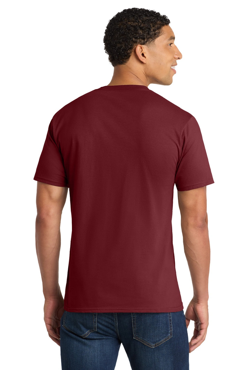 Port & Company PC450 Mens Fan Favorite Short Sleeve Crewneck T-Shirt Cardinal Red Model Back