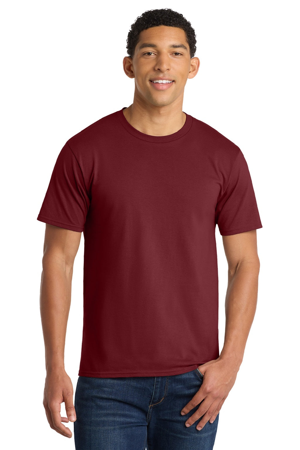 Port & Company PC450 Mens Fan Favorite Short Sleeve Crewneck T-Shirt Cardinal Red Model Front