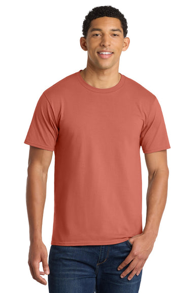 Port & Company PC450 Mens Fan Favorite Short Sleeve Crewneck T-Shirt Coral Model Front