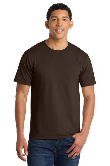 Port & Company PC450 Mens Fan Favorite Short Sleeve Crewneck T-Shirt Dark Chocolate Brown Model Front