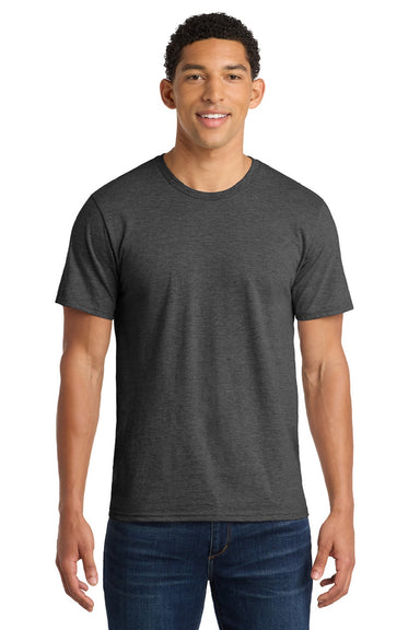 Port & Company PC450 Mens Fan Favorite Short Sleeve Crewneck T-Shirt Heather Dark Grey Model Front