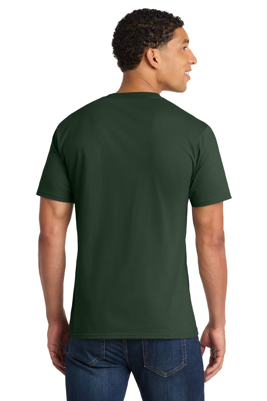 Port & Company PC450 Mens Fan Favorite Short Sleeve Crewneck T-Shirt Forest Green Model Back