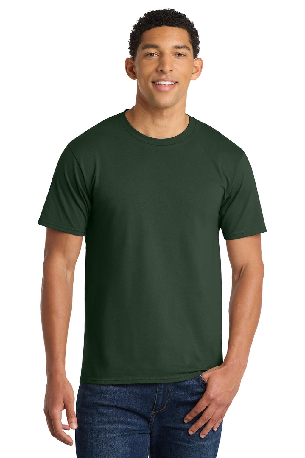 Port & Company PC450 Mens Fan Favorite Short Sleeve Crewneck T-Shirt Forest Green Model Front