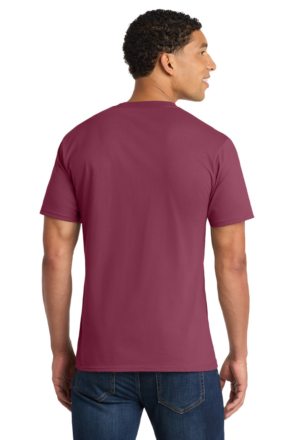 Port & Company PC450 Mens Fan Favorite Short Sleeve Crewneck T-Shirt Garnet Red Model Back