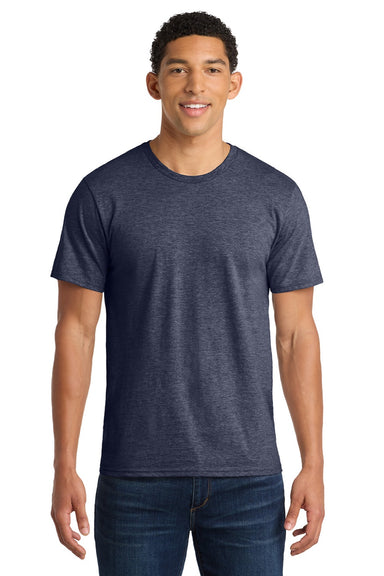 Port & Company PC450 Mens Fan Favorite Short Sleeve Crewneck T-Shirt Heather Navy Blue Model Front