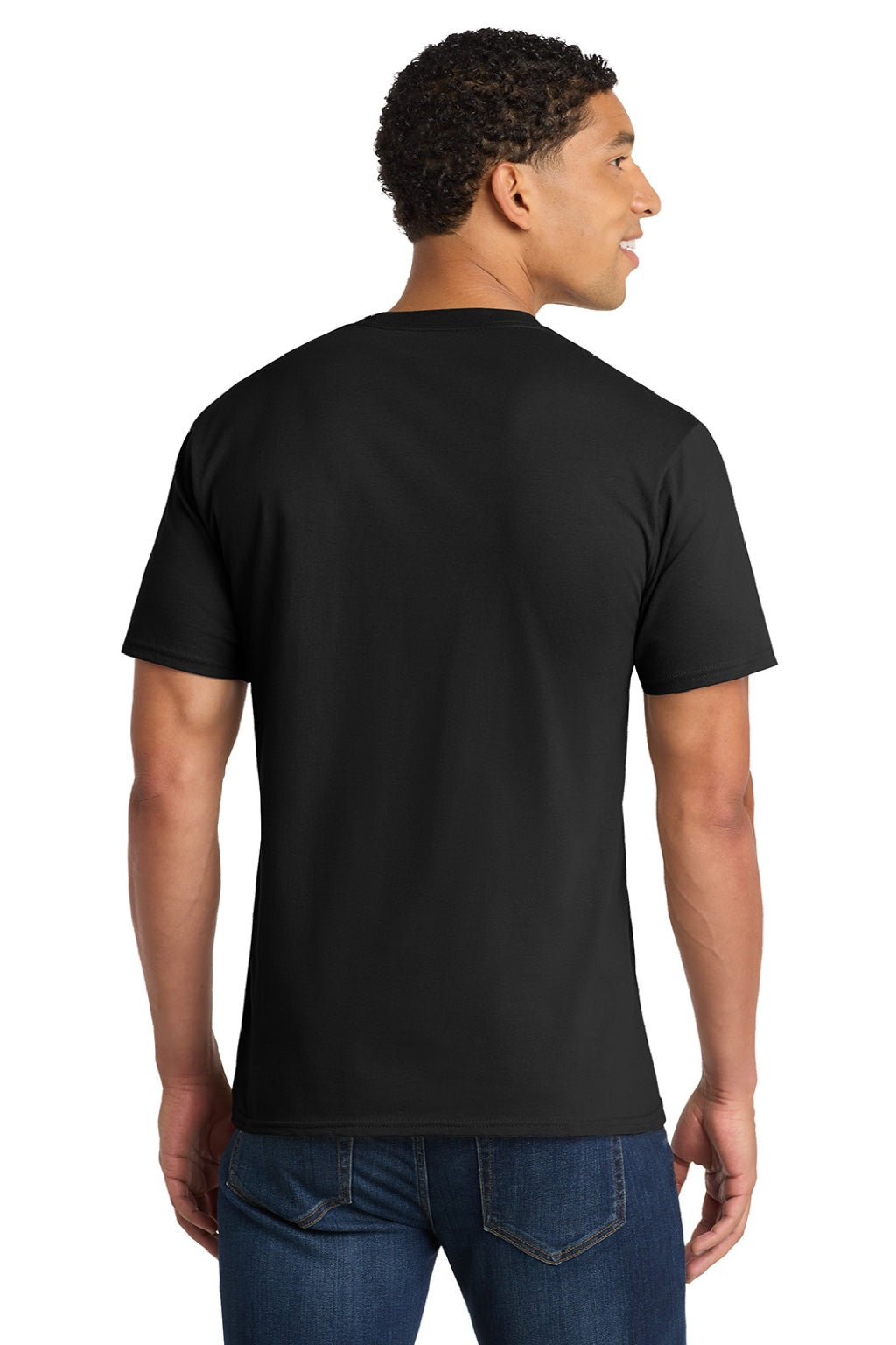 Port & Company PC450 Mens Fan Favorite Short Sleeve Crewneck T-Shirt Jet Black Model Back