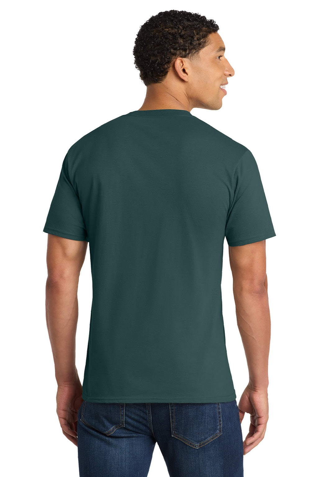 Port & Company PC450 Mens Fan Favorite Short Sleeve Crewneck T-Shirt Marine Green Model Back