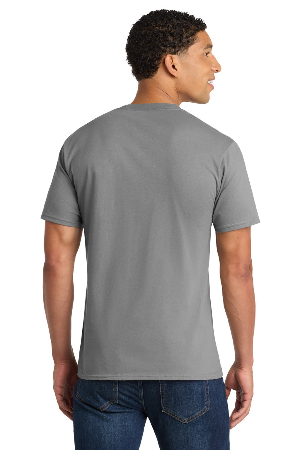 Port & Company PC450 Mens Fan Favorite Short Sleeve Crewneck T-Shirt Medium Grey Model Back