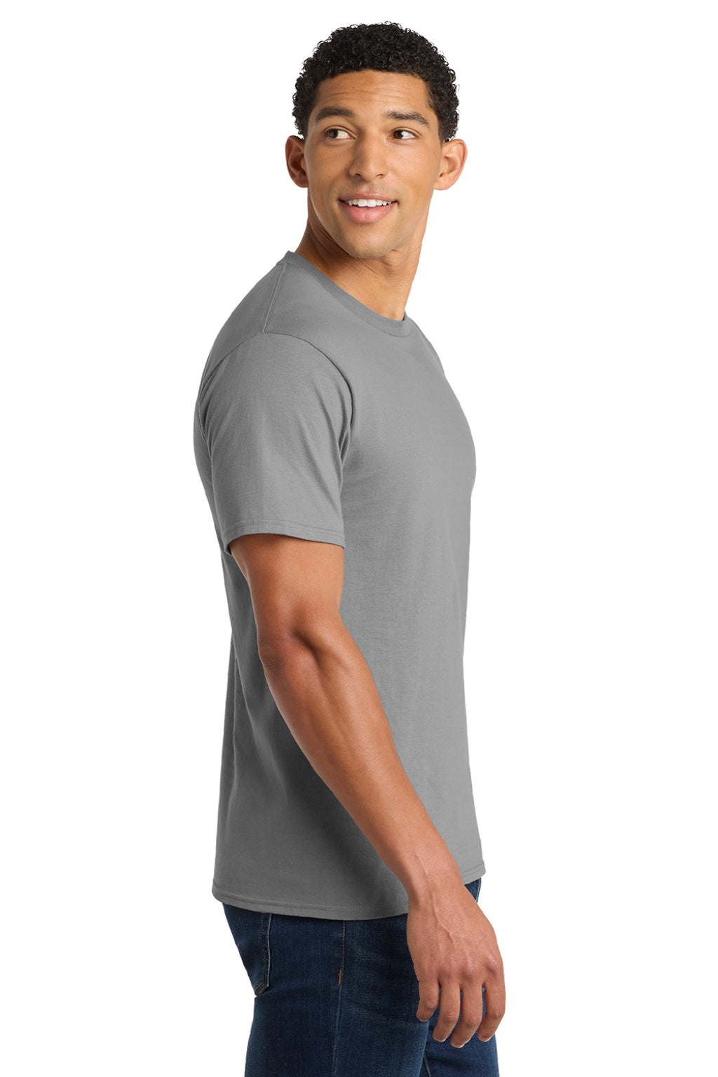 Port & Company PC450 Mens Fan Favorite Short Sleeve Crewneck T-Shirt Medium Grey Model Side