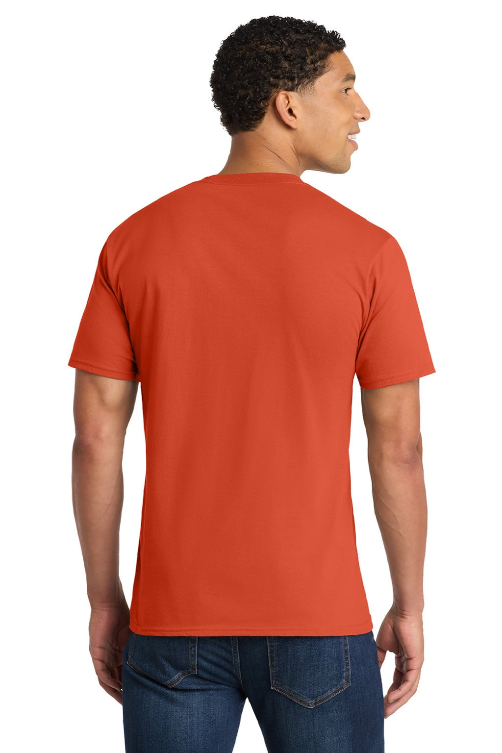 Port & Company PC450 Mens Fan Favorite Short Sleeve Crewneck T-Shirt Orange Model Back