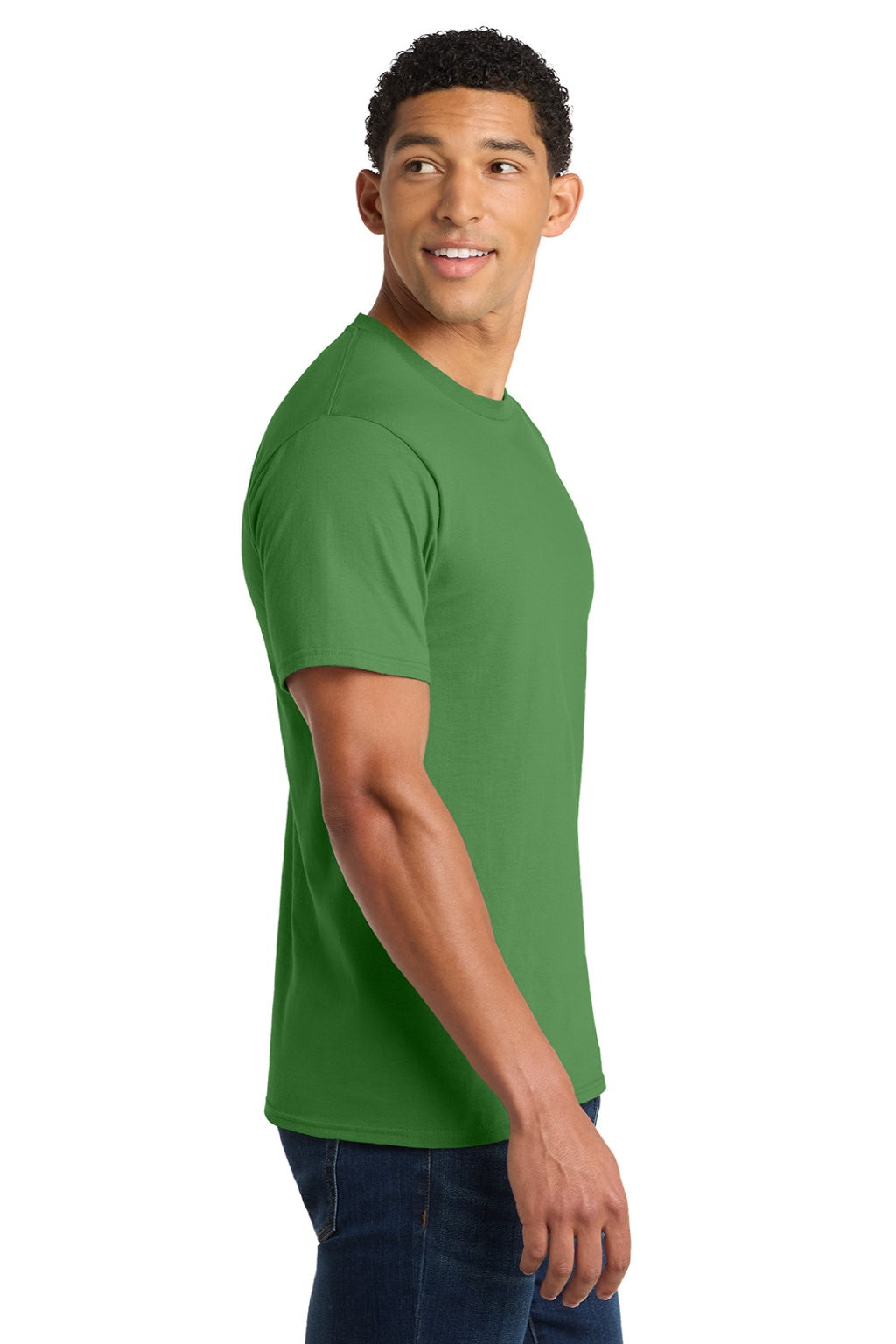 Port & Company PC450 Mens Fan Favorite Short Sleeve Crewneck T-Shirt Pro Kelly Green Model Side