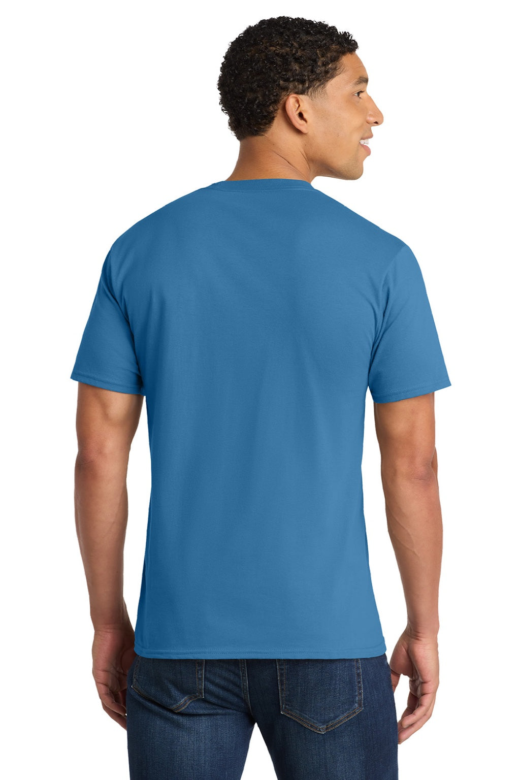 Port & Company PC450 Mens Fan Favorite Short Sleeve Crewneck T-Shirt Sapphire Blue Model Back