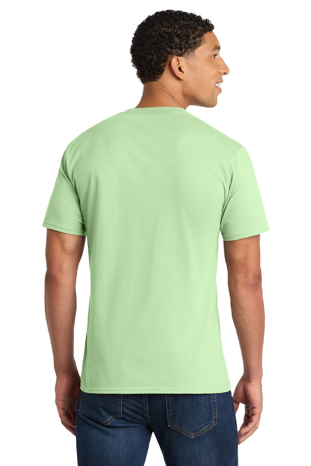 Port & Company PC450 Mens Fan Favorite Short Sleeve Crewneck T-Shirt Spearmint Green Model Back