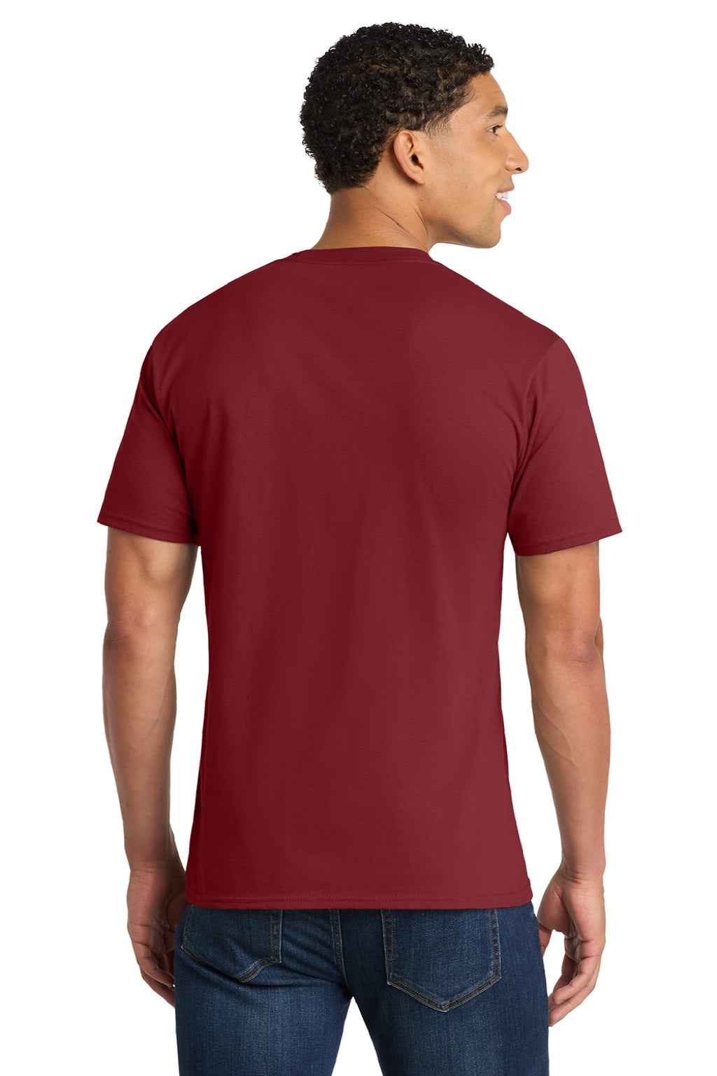 Port & Company PC450 Mens Fan Favorite Short Sleeve Crewneck T-Shirt Team Cardinal Red Model Back