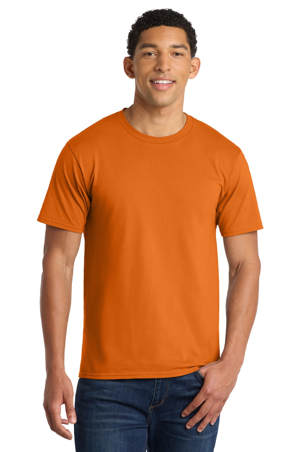 Port & Company PC450 Mens Fan Favorite Short Sleeve Crewneck T-Shirt Texas Orange Model Front