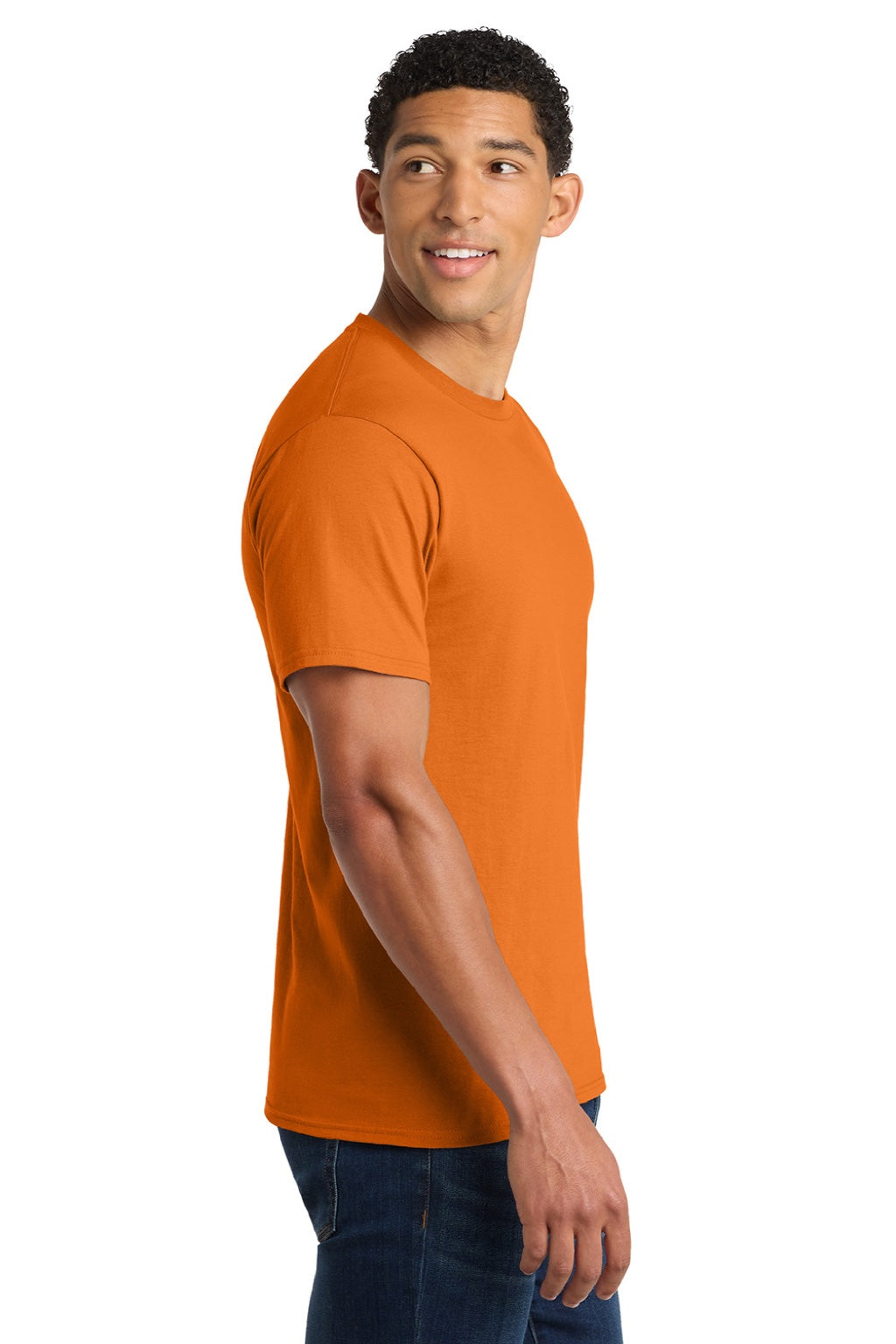 Port & Company PC450 Mens Fan Favorite Short Sleeve Crewneck T-Shirt Texas Orange Model Side