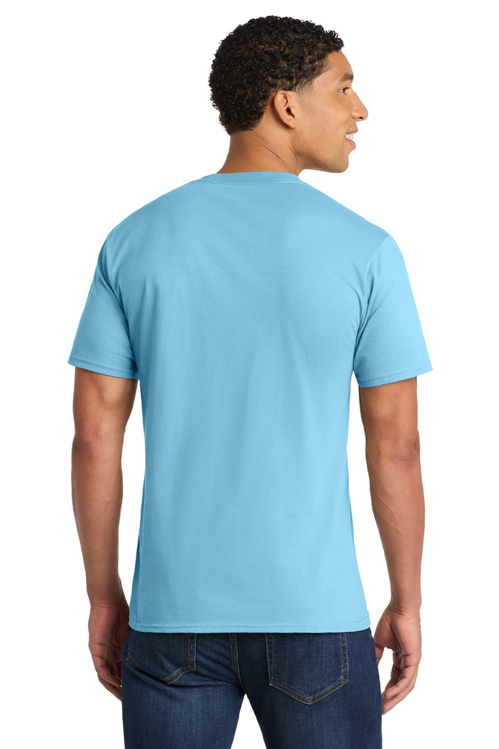 Port & Company PC450 Mens Fan Favorite Short Sleeve Crewneck T-Shirt Tidal Wave Blue Model Back