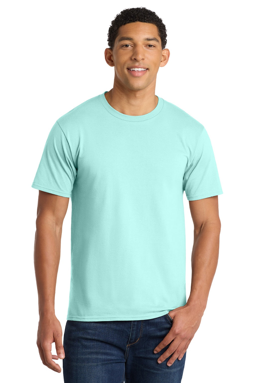 Port & Company PC450 Mens Fan Favorite Short Sleeve Crewneck T-Shirt True Celadon Blue Model Front