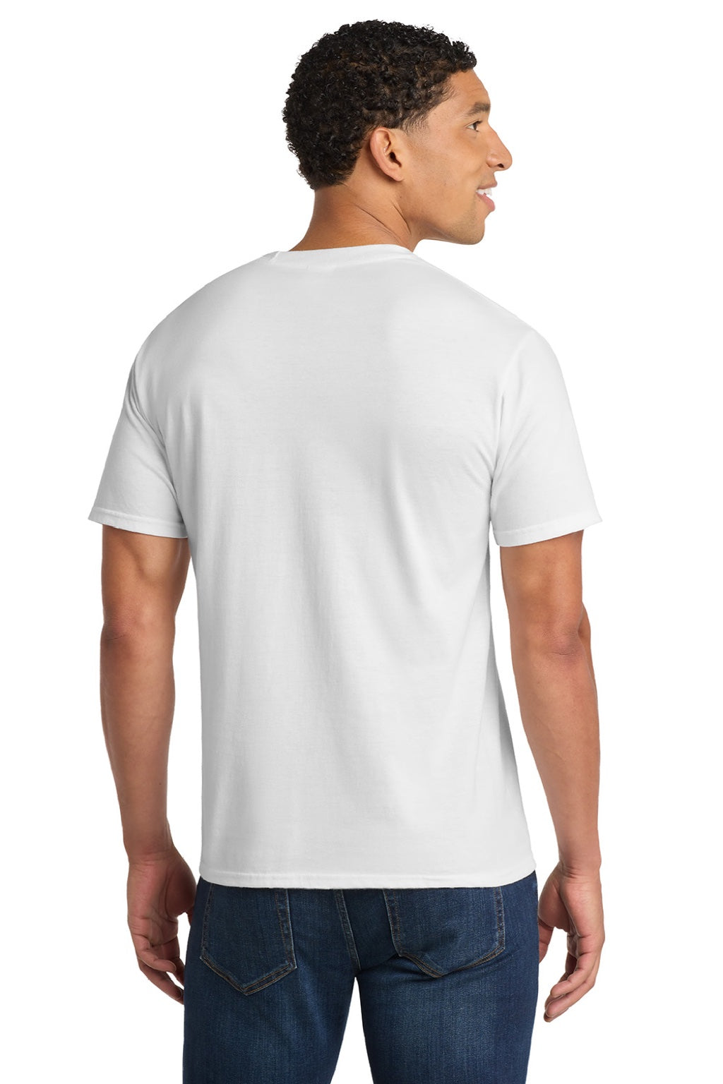 Port & Company PC450 Mens Fan Favorite Short Sleeve Crewneck T-Shirt White Model Back