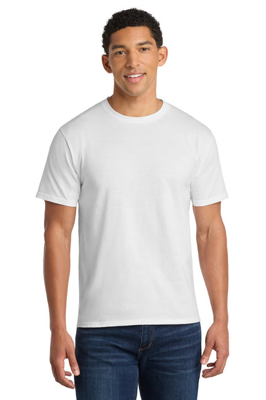 Port & Company PC450 Mens Fan Favorite Short Sleeve Crewneck T-Shirt White Model Front