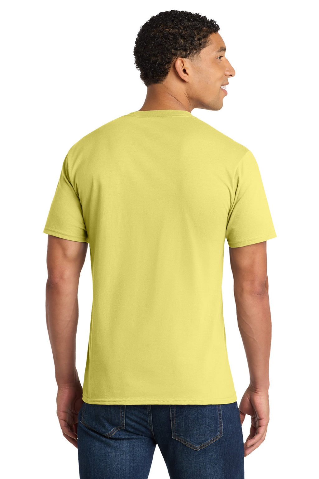 Port & Company PC450 Mens Fan Favorite Short Sleeve Crewneck T-Shirt Yellow Model Back