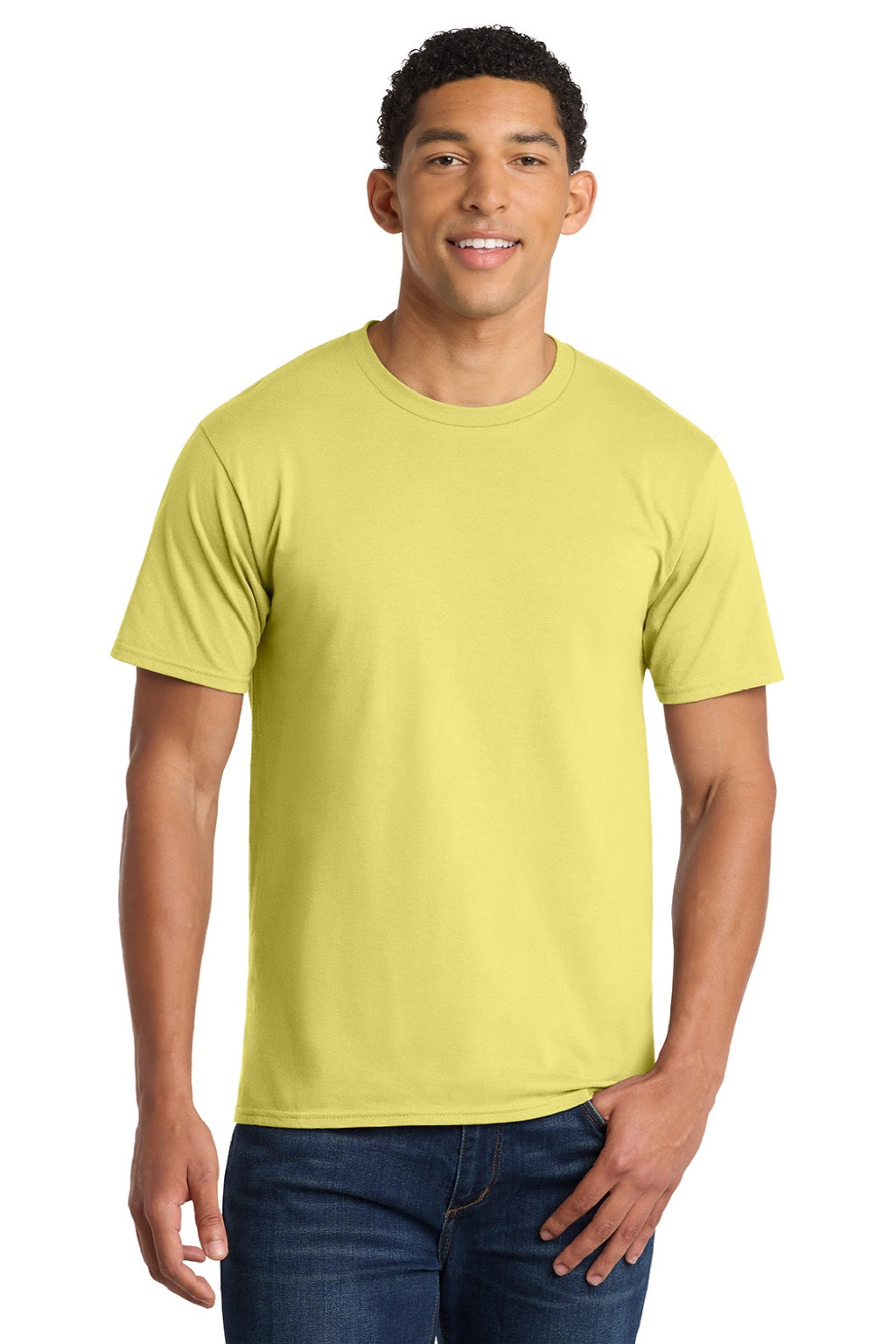 Port & Company PC450 Mens Fan Favorite Short Sleeve Crewneck T-Shirt Yellow Model Front