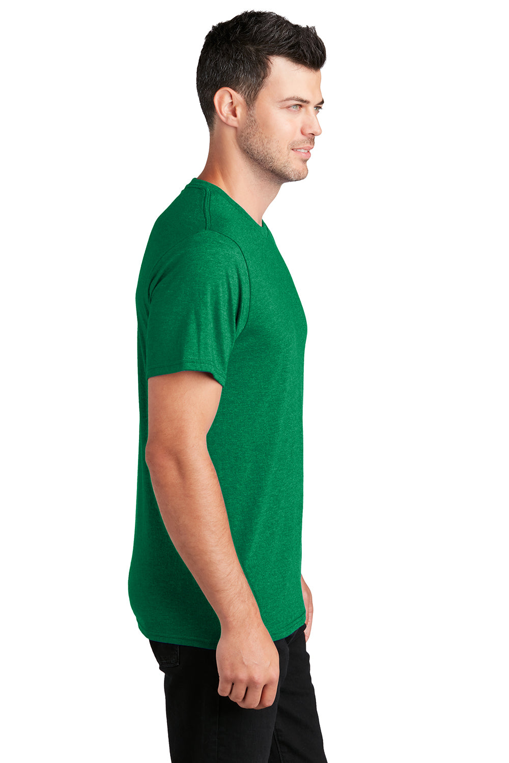 Port & Company PC455 Mens Fan Favorite Short Sleeve Crewneck T-Shirt Heather Athletic Kelly Green Model Side